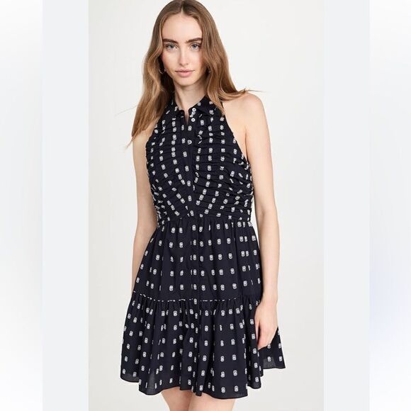 NWT Cinq a Sept Beryl Mini Blue Navy Dress Ruched Size 4 - Picture 3 of 14